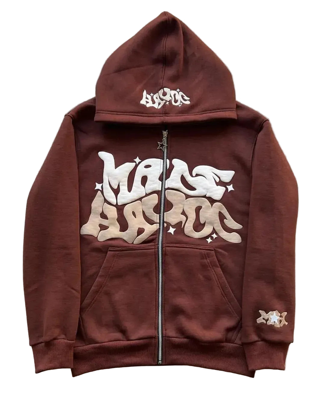 Letter Printed Zipper Hoodie