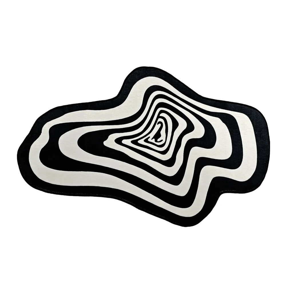 Irregular Black And White Abstract Rug