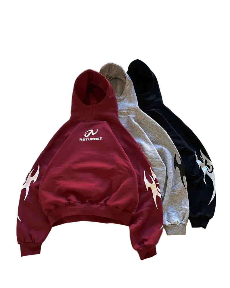 Flame pattern hoodie