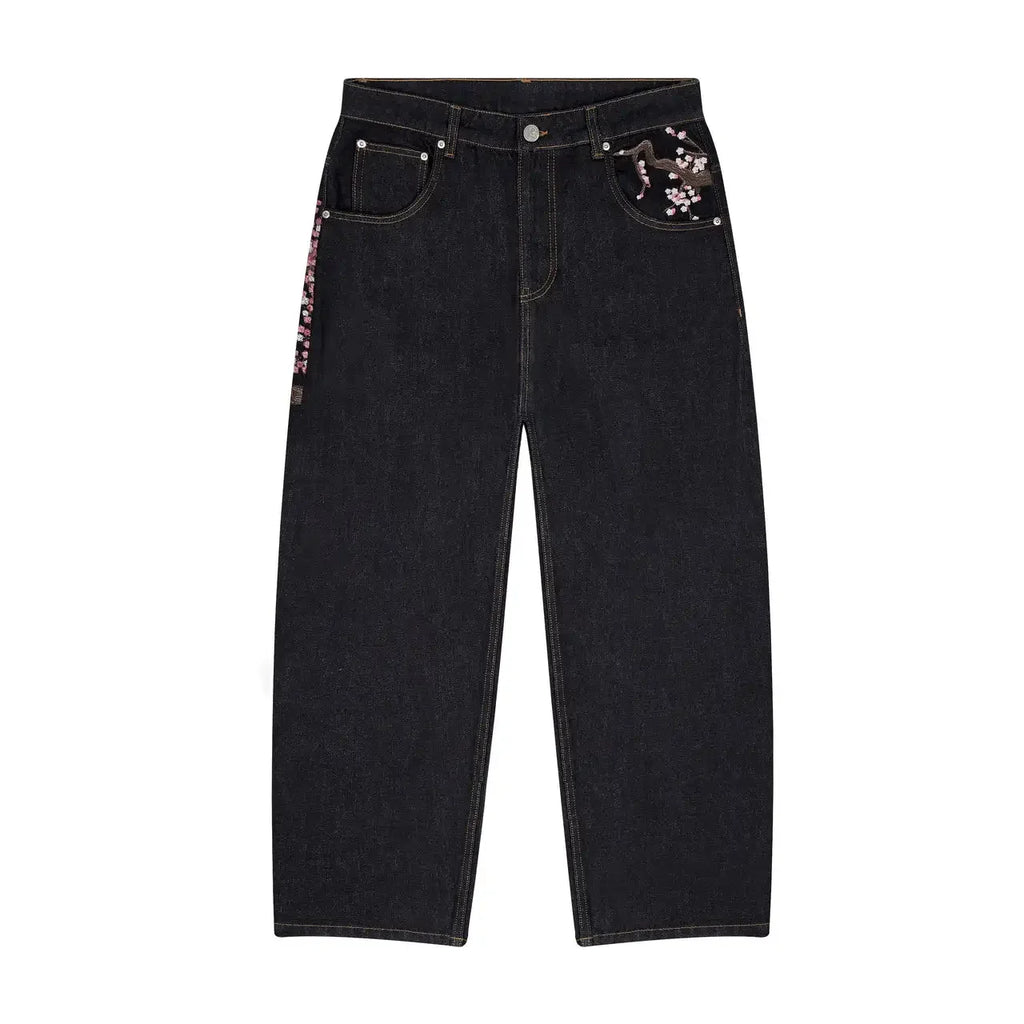 Cherry Blossom Embroidery Denim Jeans