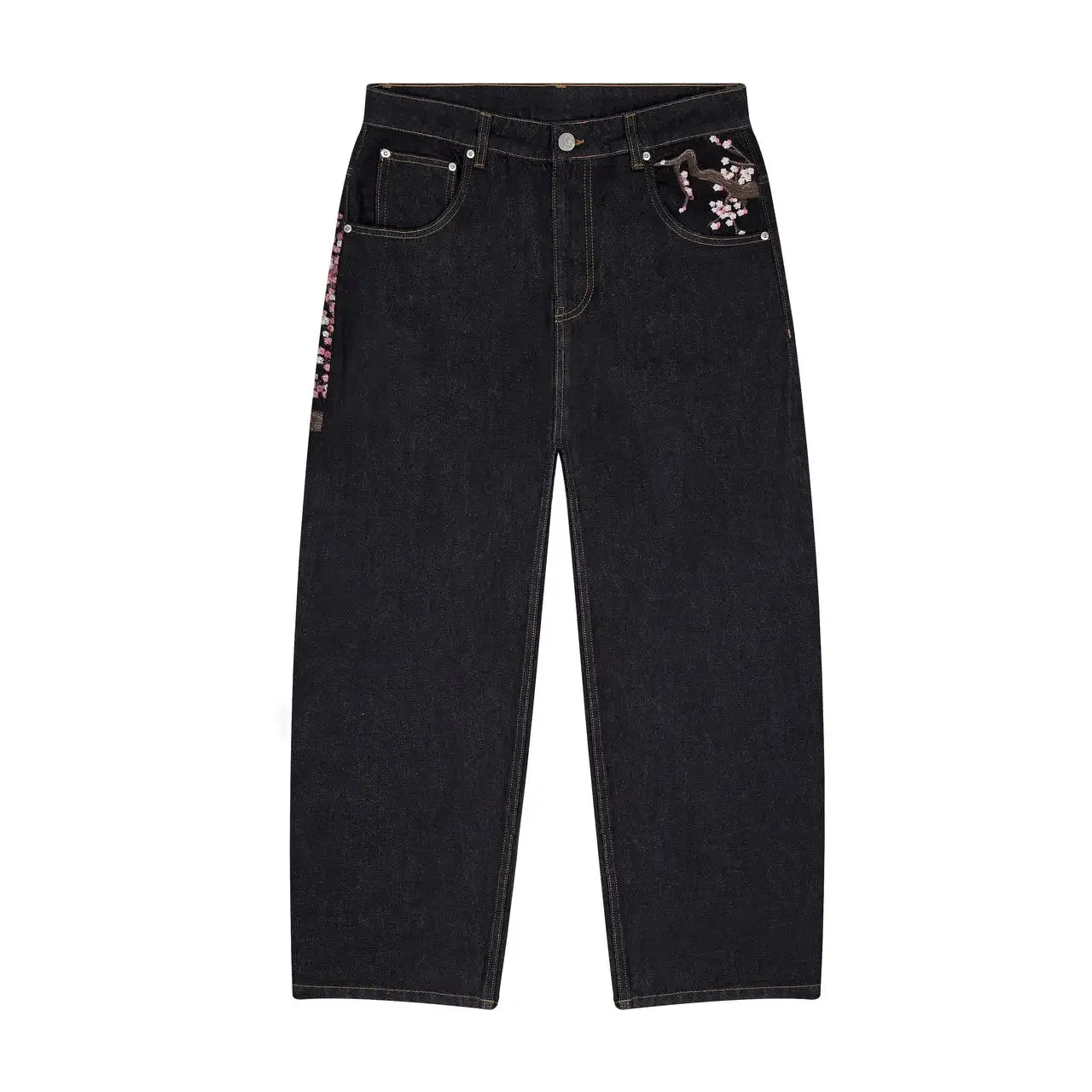 Cherry Blossom Embroidery Denim Jeans