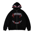 Rhinestones Teeth Zip Up Hoodie