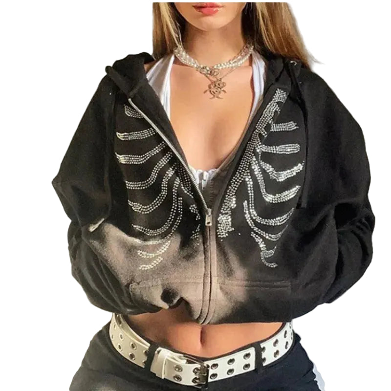 Rhinestone Skeleton Hoodie